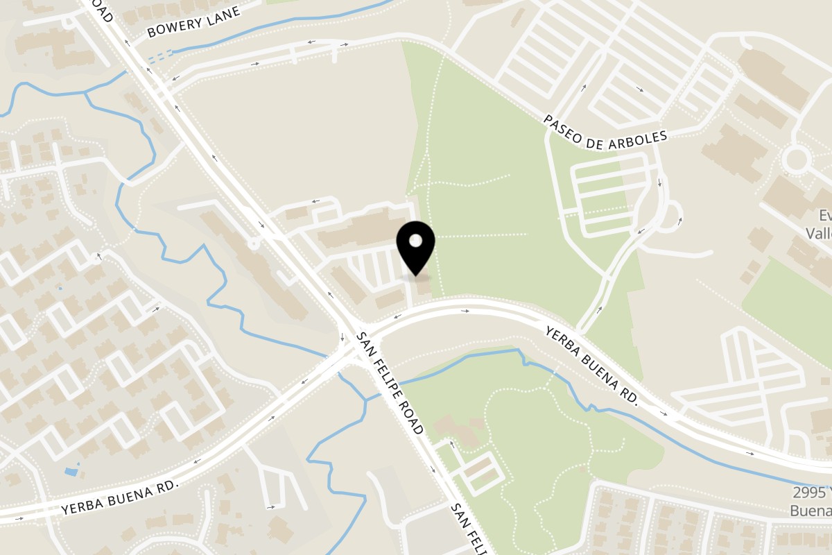 Map showing the location of Arome Cafe on 4878 San Felipe Rd #110 in San Jose